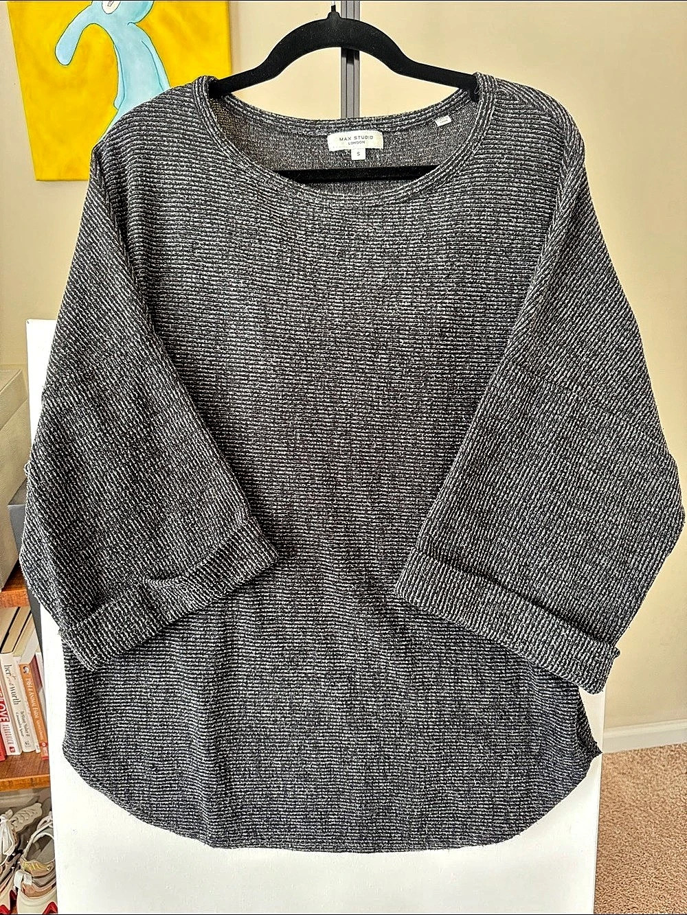 Max Studio Striped Tunic in Gray & Black Size Small